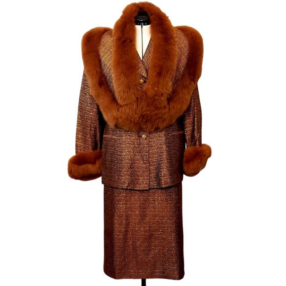 Daniela by Neicy's Dresses & Skirts - 4 Piece Brown/Gold Suit Faux Fur Trim from Daniela by Neicy's Size 18